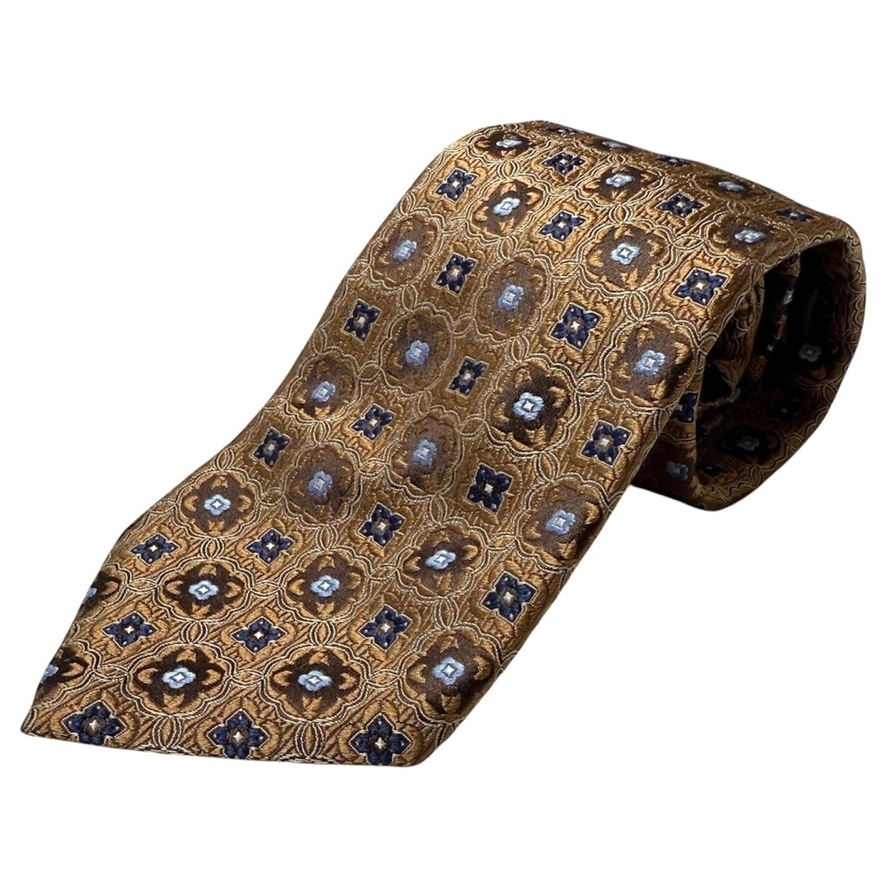 Canali Tie Mens Multicolor Silk Geometric Medallion Made in Italy